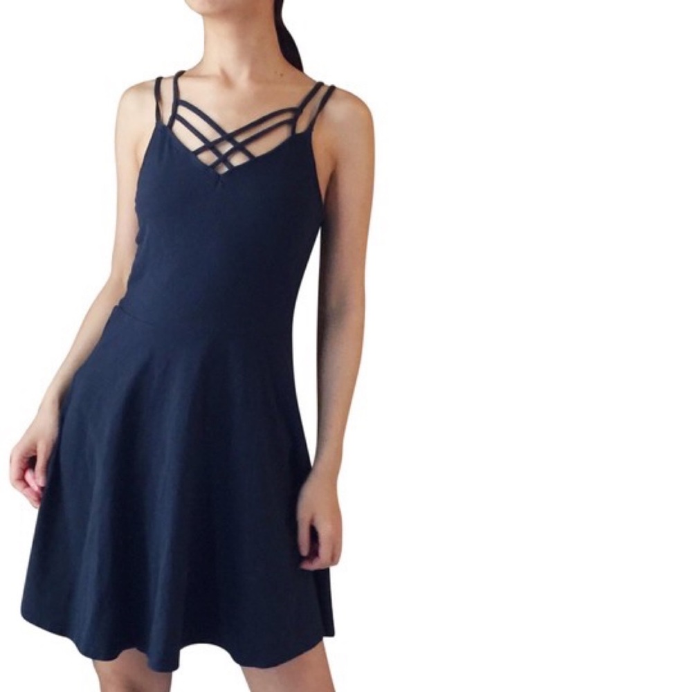 Hollister Strappy Navy Mini Skater Dress
